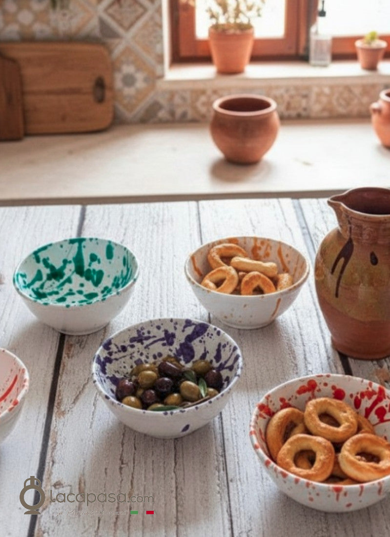 SET 6 Ciotole in ceramica - decoro Macchia