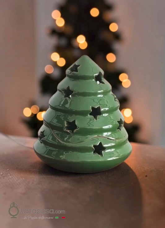ABETE ARGENTATO - Porta candela albero di Natale