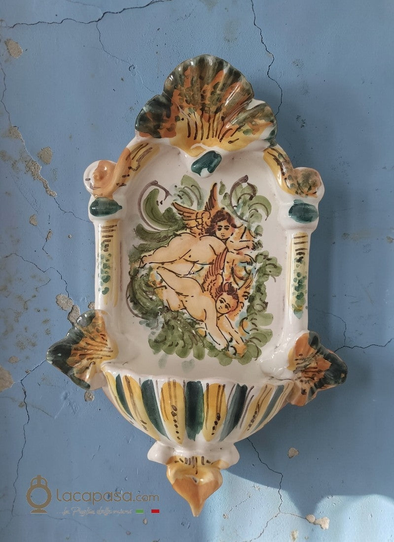 AGAPE - Acquasantiera in ceramica di Grottaglie - Lacapasa.com