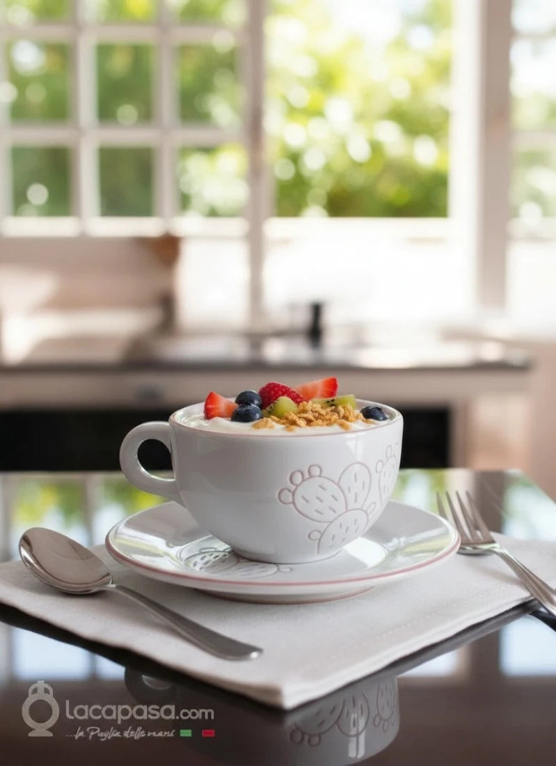 FICO D'INDIA - Tazza Colazione in ceramica bianca - Lacapasa.com