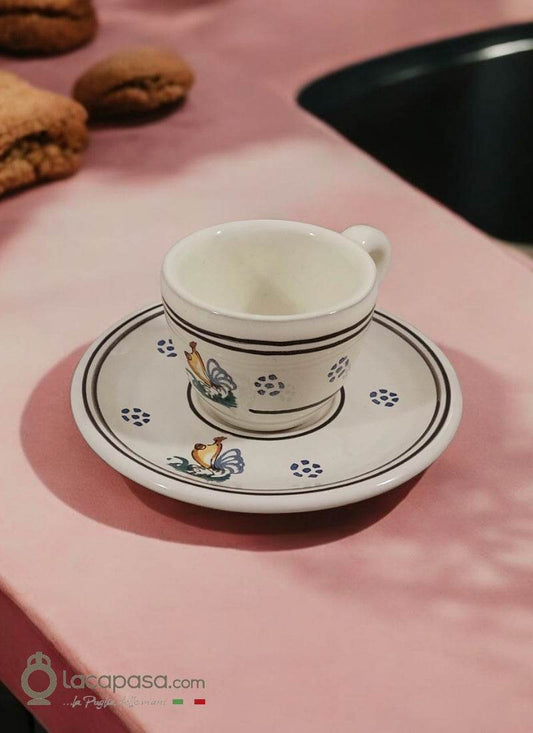 GALLO - Tazzina caffè in ceramica pugliese - Lacapasa.com