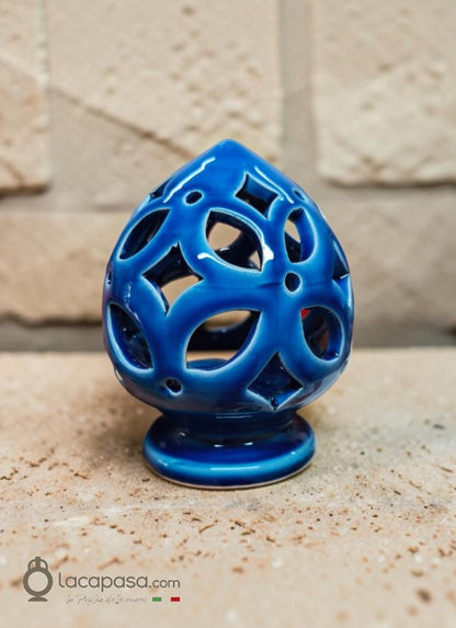 INDACO - Pumo porta candela in ceramica