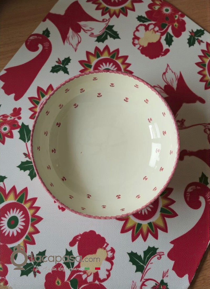 Insalatiera in ceramica artigianale pugliese - Tulipano rosso - Lacapasa.com