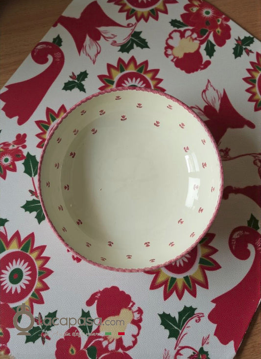 Insalatiera in ceramica artigianale pugliese - Tulipano rosso - Lacapasa.com