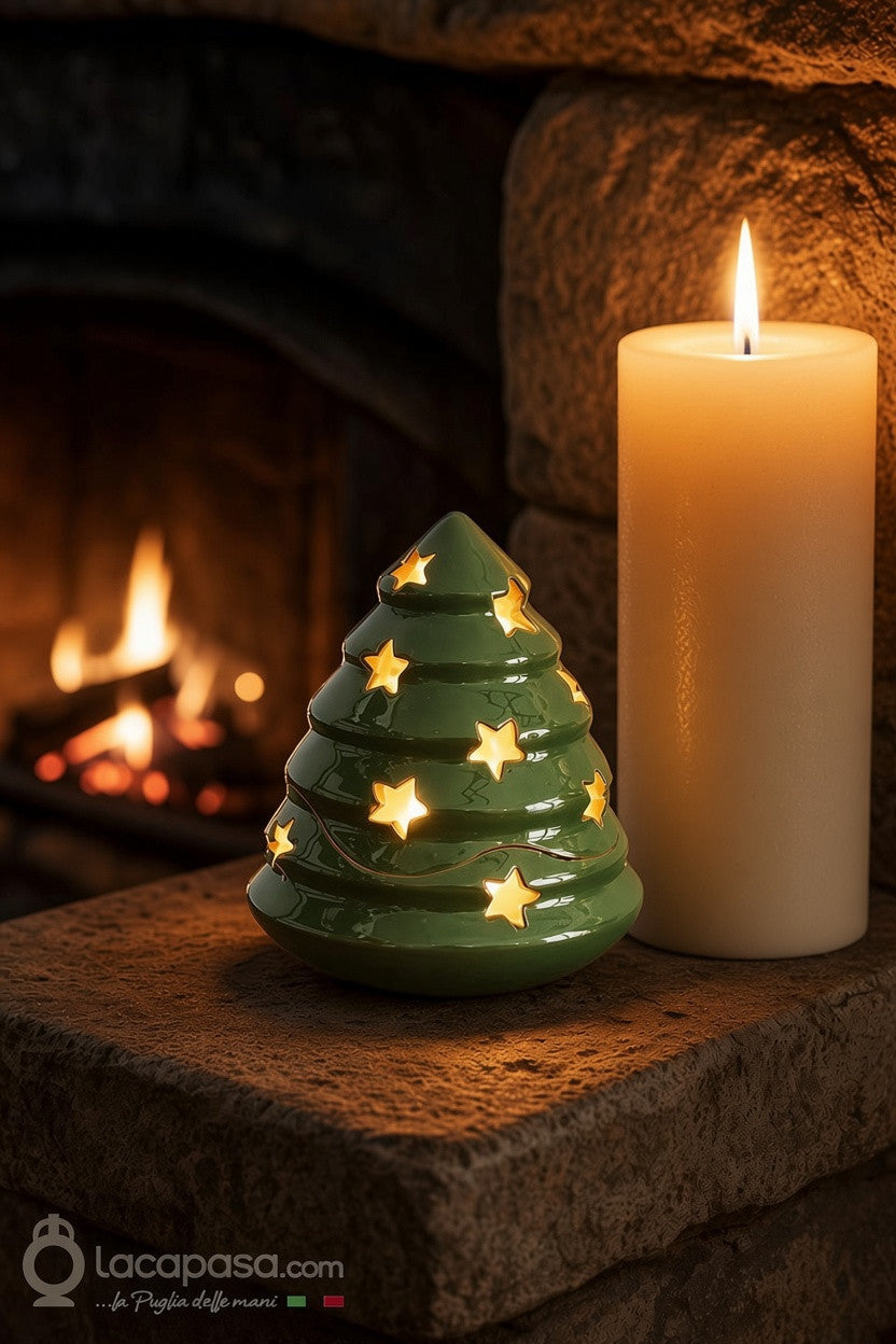 ABETE ARGENTATO - Porta candela albero di Natale