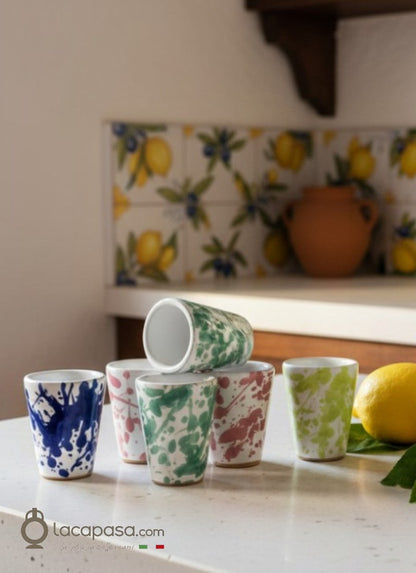SET 6 Bicchieri limoncello ceramica - decoro Macchia