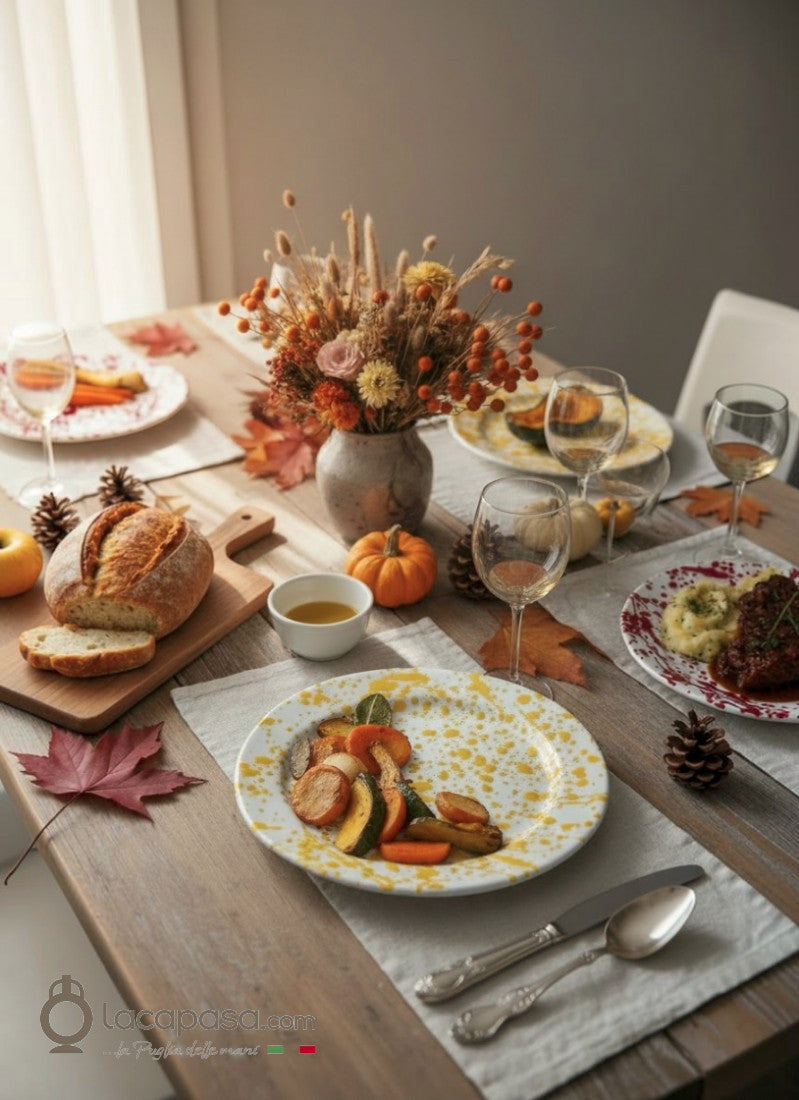 ESTATE - Set 6 Piatti Piani ceramica - decoro Macchia