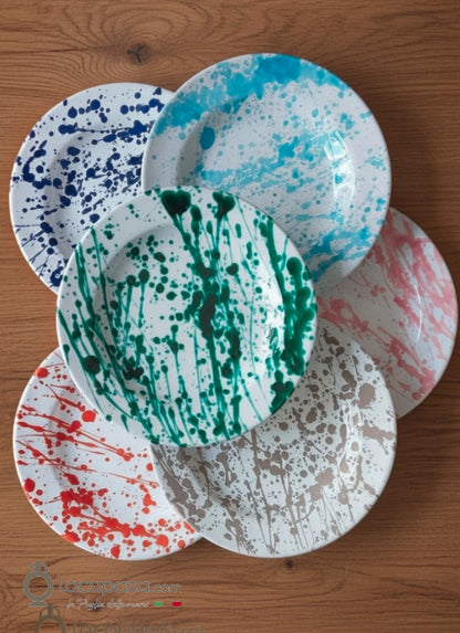 PRIMAVERA - Set 6 Piatti Fondi ceramica - decoro Macchia