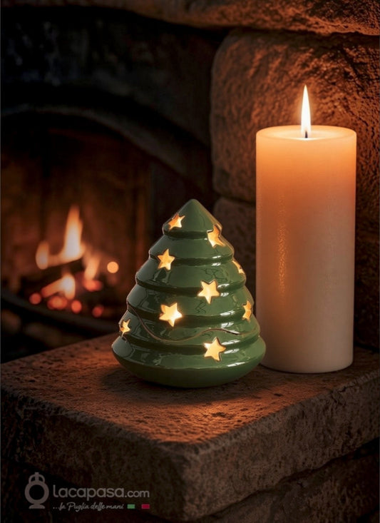 ABETE ARGENTATO - Porta candela albero di Natale