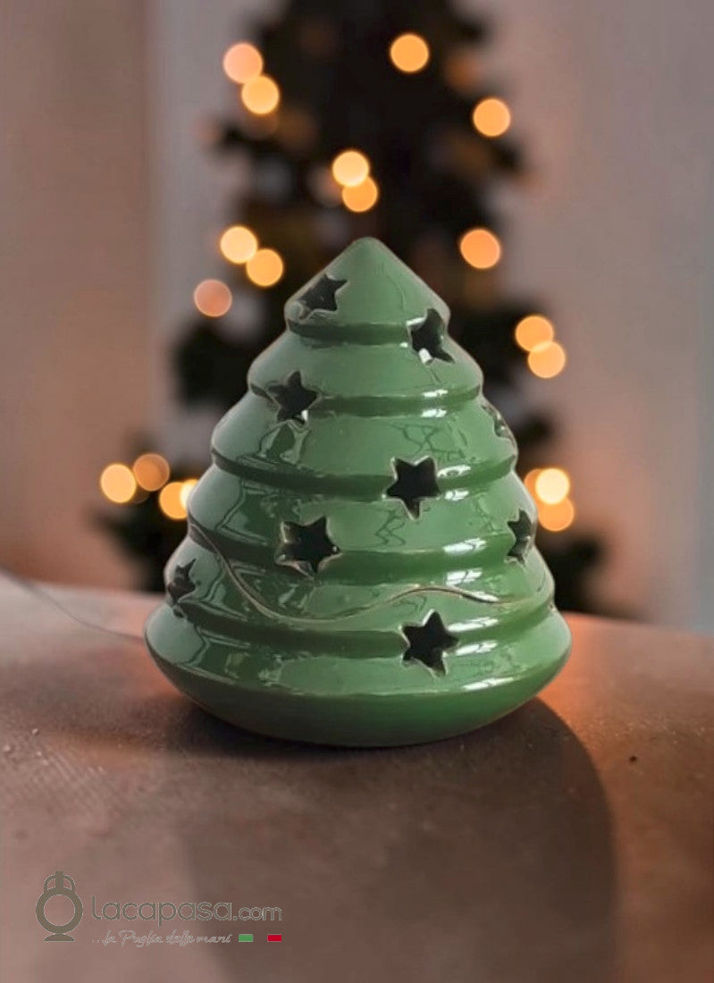 ABETE ARGENTATO - Porta candela albero di Natale