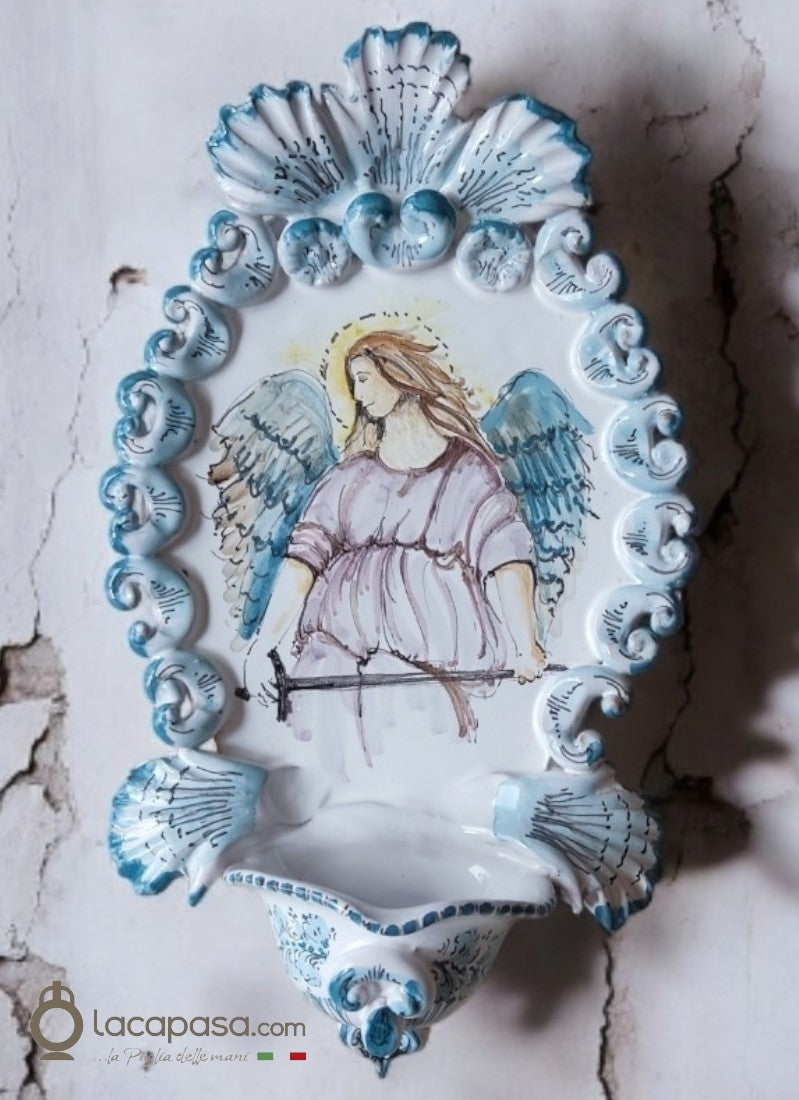 S. MICHELE ARCANGELO - Acquasantiera in ceramica - Lacapasa.com